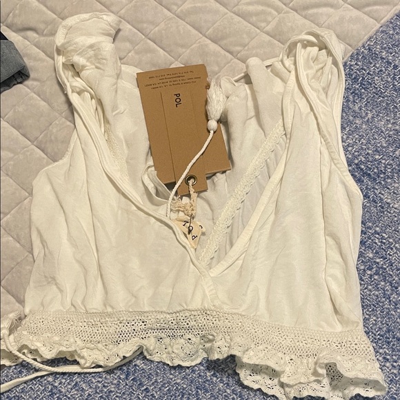 POL Cream Ruffled Lace Top - Picture 3 of 3